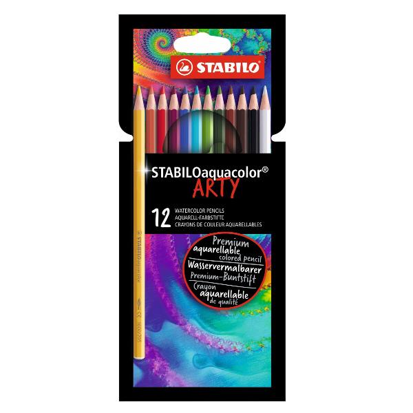 Pastello Arty Aquacolor - colori assortiti - Stabilo - astuccio 12 pezzi