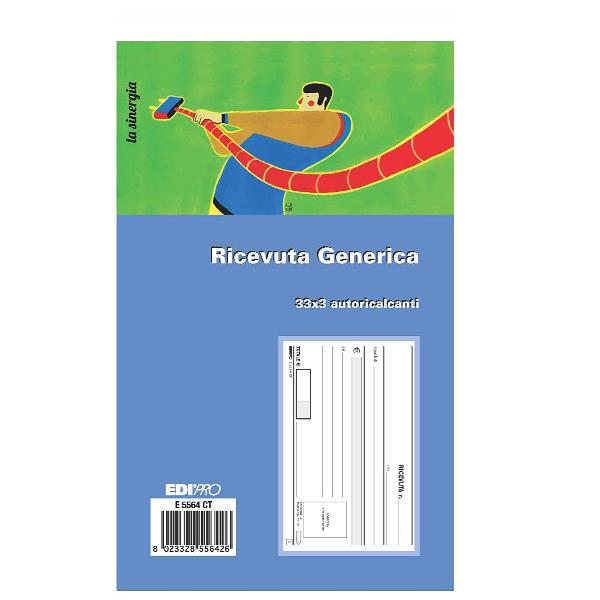 Blocco ricevute generiche - 33 fogli 3 copie autoricalcanti - 9,9 x 17cm - Edipro
