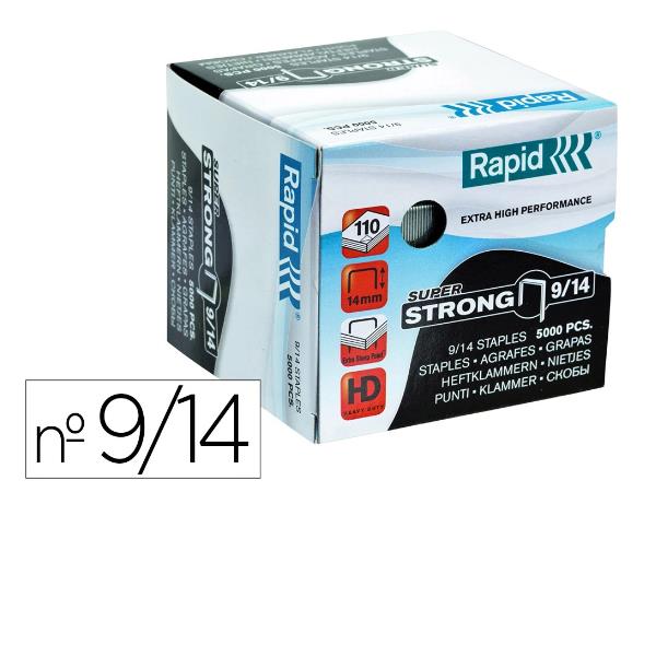 Punti Rapid Super Strong - alti spessori - 9/14 - acciaio zincato - metallo - Rapid - conf. 5000 pezzi