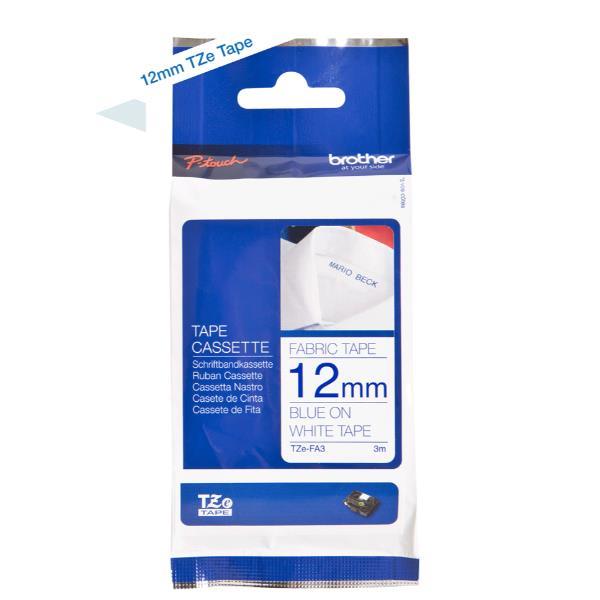 Brother - Nastro in tessuto stirabile - Blu/Bianco - TZEFA3 - 12mm x 3mt