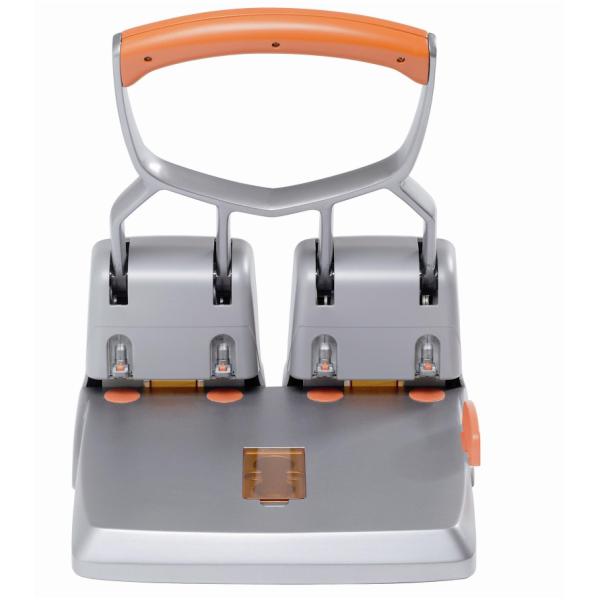 Perforatore HDC150 - max 150 fogli - 4 fori - passo 8 cm - grigio/arancio - Rapid
