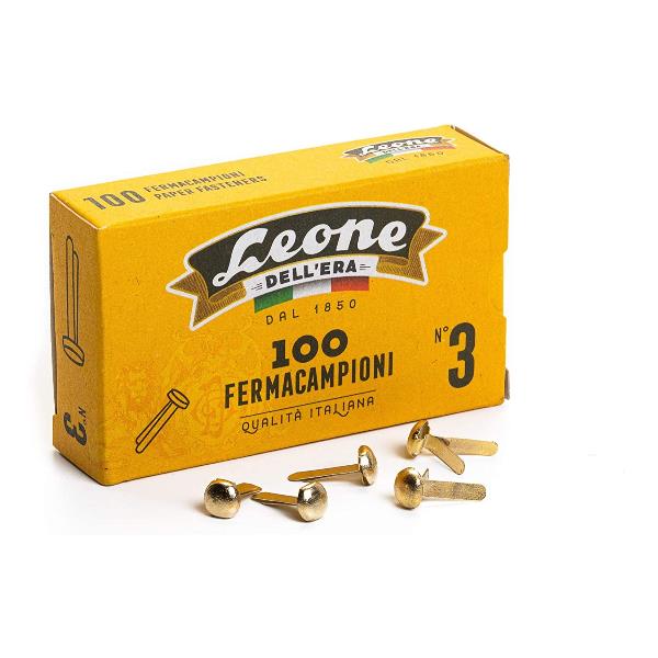 Fermacampioni ottonati - n. 3 - 1,7 cm - Leone - conf. 100 pezzi