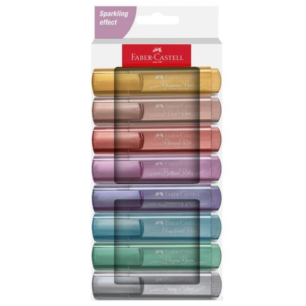 Evidenziatore Textliner 46 - punta a scalpello - colori assortiti metallic - Faber-Castell - astuccio 8 colori