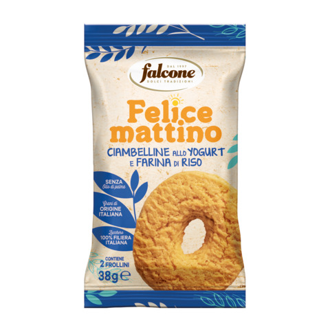 Biscotti ciambellina - allo yogurt e farina di riso - monoporzione da 38 gr - Falcone