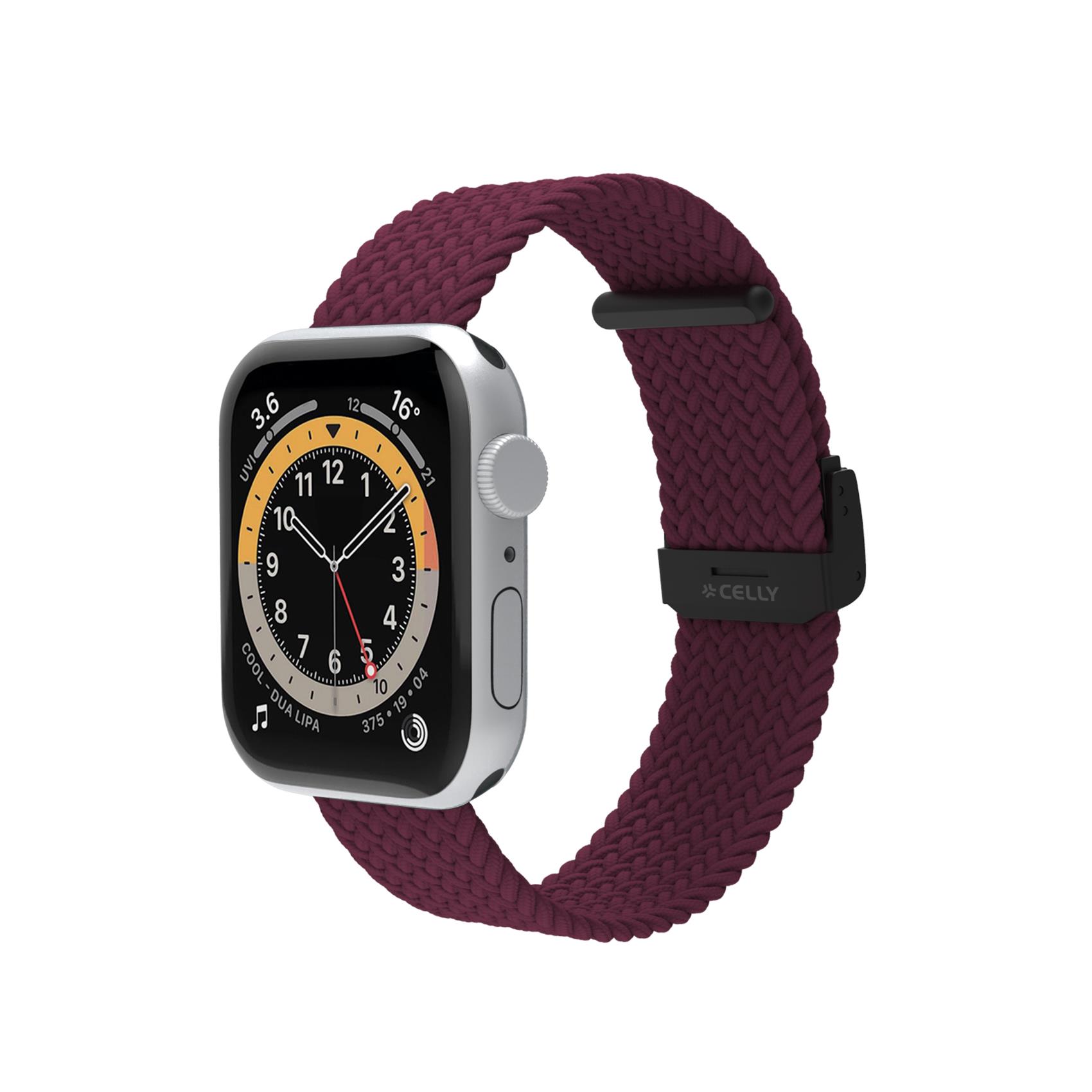 Celly WBANDBRAIDEDVL, Band, Orologio intelligente, Bordeaux, Apple, Apple Watch 42/44/45mm, 1 pz