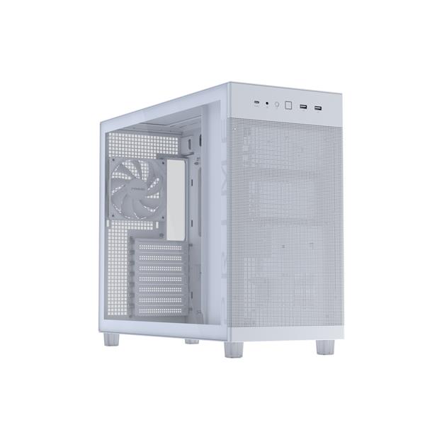 ASUS PRIME AP303 TG White, Midi Tower, PC, Bianco, micro ATX, Mini-ITX, ATX, Metallo, Gaming
