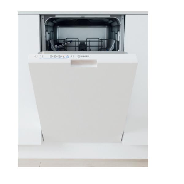 Indesit Lavastoviglie BI 45 cm classe E, 10 coperti, Push&Go, 46 dba, A scomparsa totale, Compatta (45 cm), Bianco, Pulsanti, 1,3 m, 1,55 m