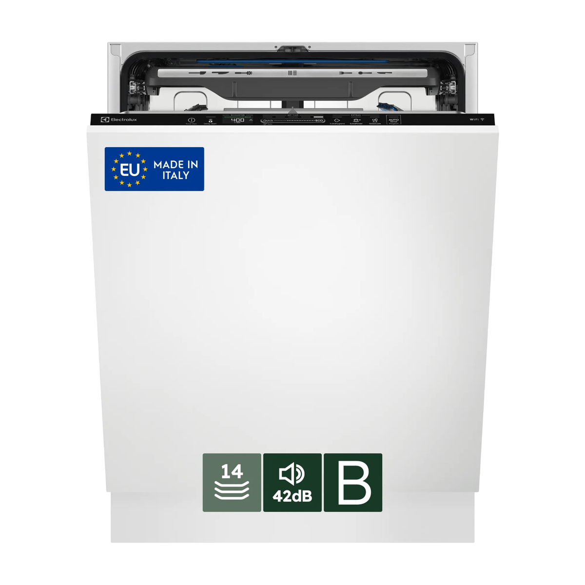 Electrolux Lavastoviglie Incasso 60 Cm - Int. Totale 14 Coperti Classe B 42 Dba MADE IN ITALY EEM68510W, A scomparsa totale, Dimensione massima (60 cm), 1,6 m, 1,8 m, 1,8 m, Pieghevole
