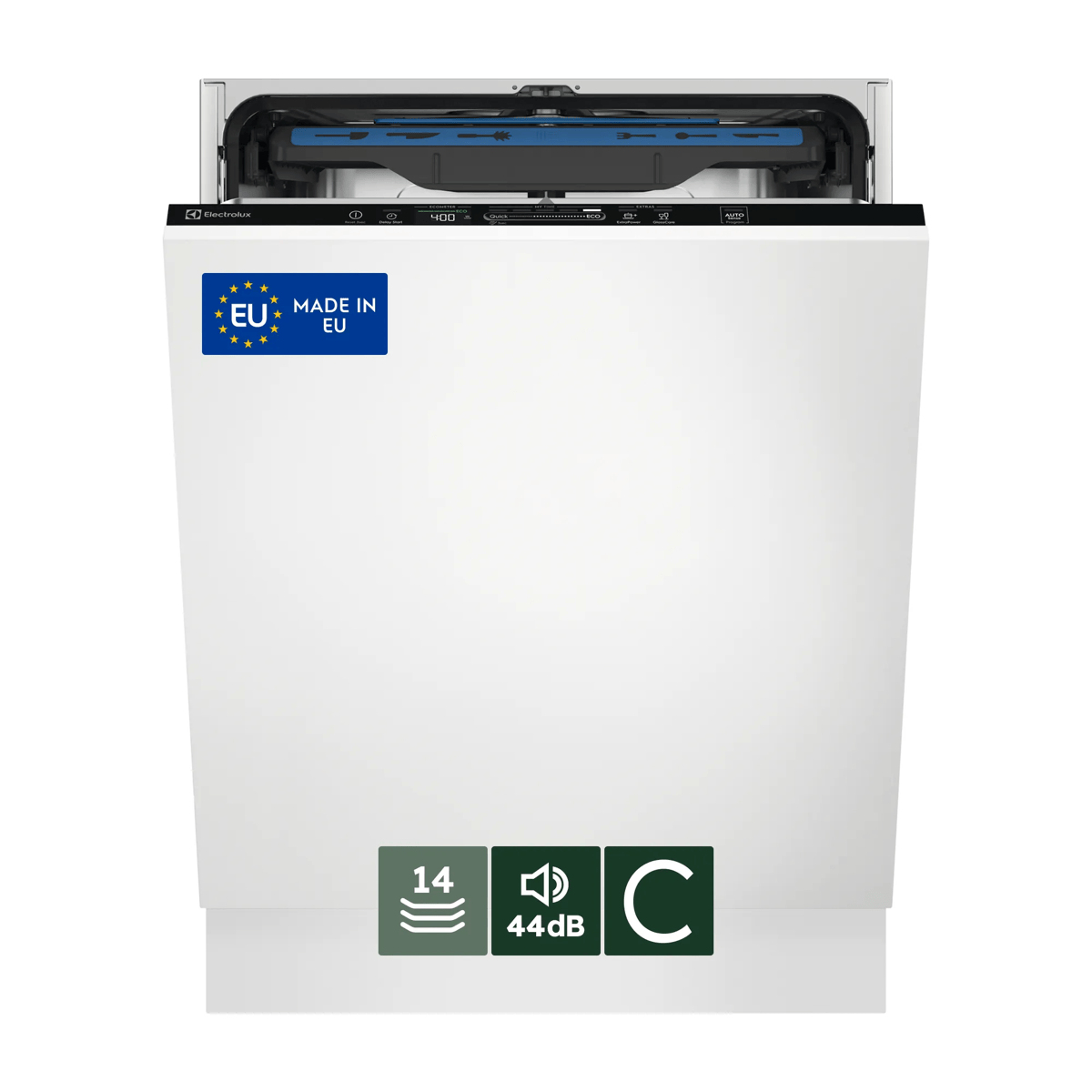 Electrolux Lavastoviglie Incasso 60 Cm - Int. Totale 14 Coperti Classe C 44 Dba EES48400L MADE IN EUROPE, A scomparsa totale, Dimensione massima (60 cm), Nero, Touch, LED, 1,5 m