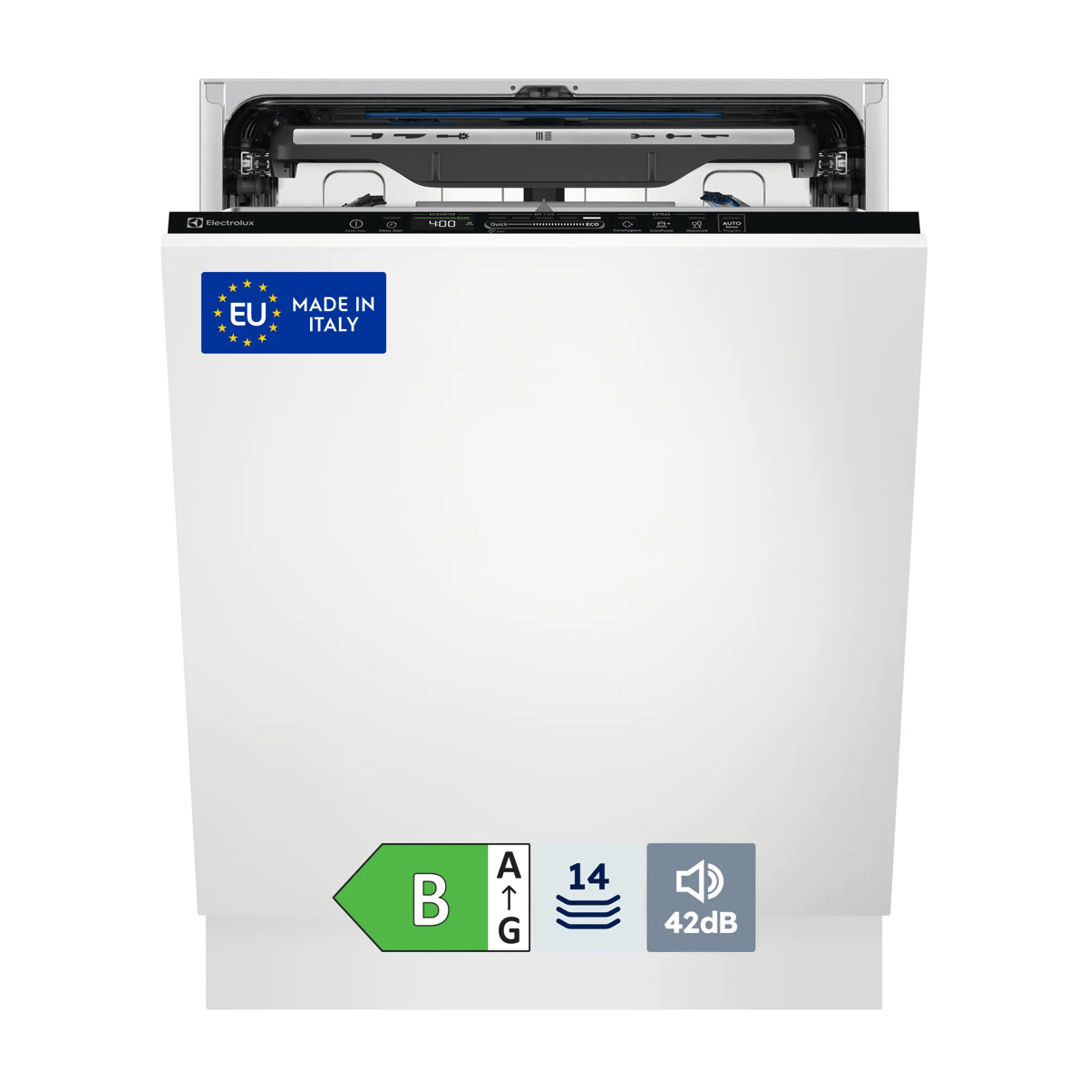 Electrolux Lavastoviglie Incasso 60 Cm - Int. Totale 14 Coperti Classe B 42 Dba MADE IN ITALY EES68515L, A scomparsa totale, Dimensione massima (60 cm), Nero, Bianco, Touch, LED