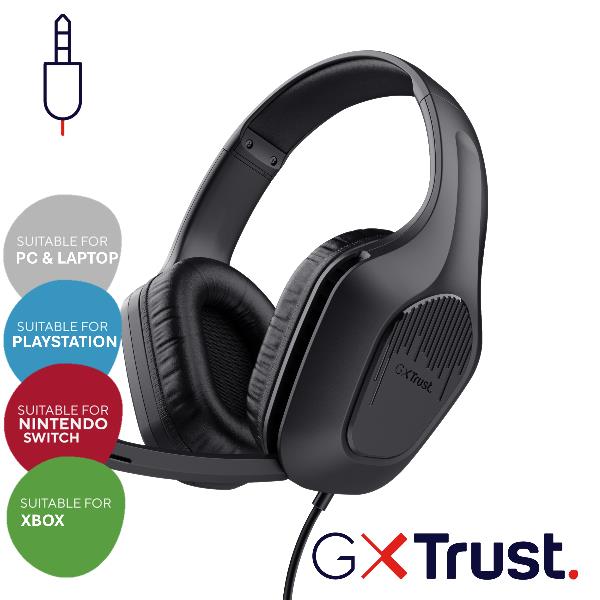 Trust GXT 417 Zirox Cuffie gaming leggere per la tua console, Cablato, Gaming, 20 - 20000 Hz, 237 g, Auricolare, Nero