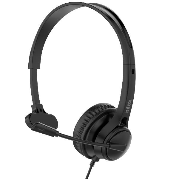 Cuffie e Auricolari - NILOX TECH - Cuffia Mono professionale con tecnologia ENC, controlli sul cavo, porta USB-C e adattatore USB-A, lunghezza cavo 2 metri, microfono regolabile