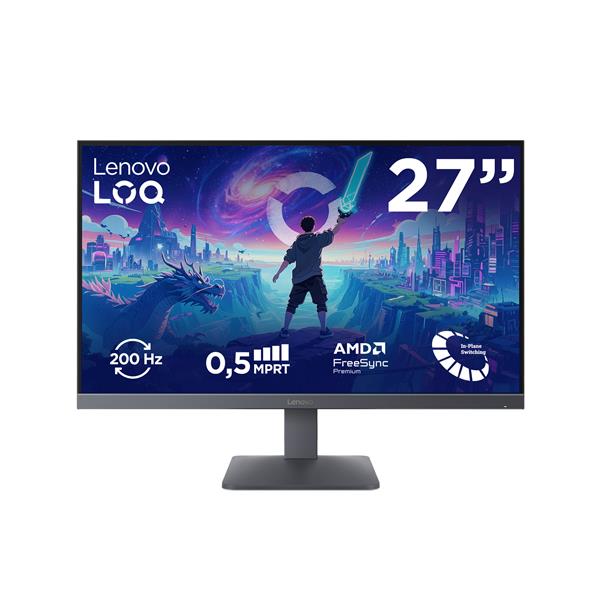 Lenovo LOQ 27-10 - Monitor Gaming 27ʺ IPS Flat FHD 1920x1080 0 200Hz 0.5ms - AMD FreeSync Premium + VESA AdaptiveSync 2xHDMI 2.1 + 1xDP 1.4 - Stand Tilt Cavo DP incluso, 68,6 cm (27ʺ), 1920 x 1080 Pixel, Full HD, LED, 4 ms, Nero