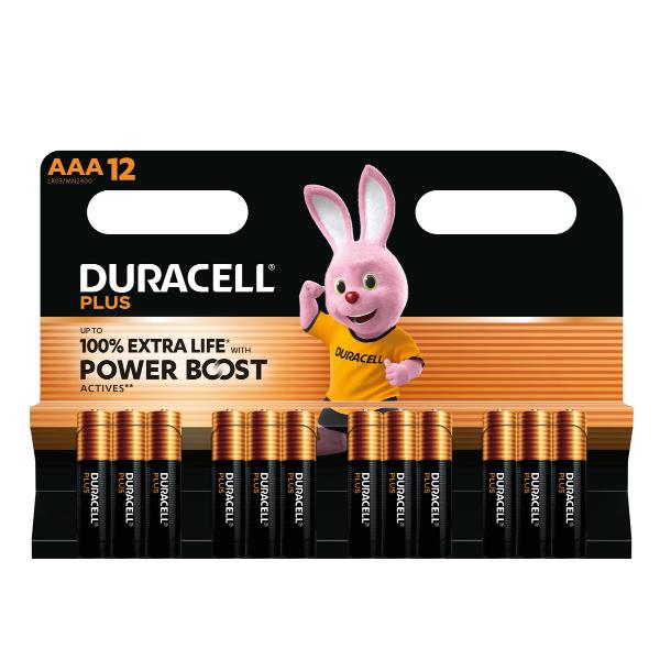 Pila ministilo AAA - 1,5V - Plus Powerboost - MN2400 - Duracell - blister 12 pezzi