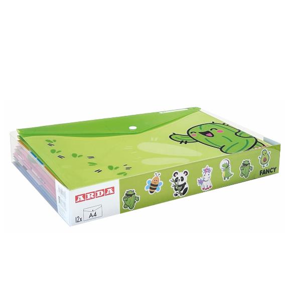 Busta c/bottone Fancy - PP - A4 (21 x 29,7 cm) - colori e fantasie assortiti - Arda
