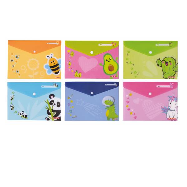Busta c/bottone Fancy - PP - A5 (14,5 x 21 cm) - colori e fantasie assortiti - Arda