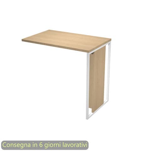 Allungo reversibile dx/sx Essence - 80 x 50 cm - Rovere - Gamba bianco