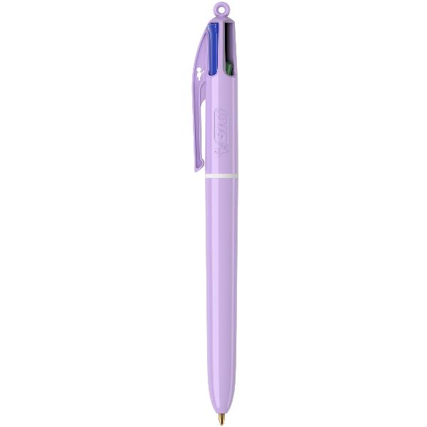 Penna sfera a scatto 4 Colori Pastel - 1.0 mm - Bic - conf. 12 pezzi