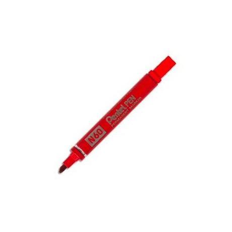 Marcatore permanente N60 - punta scalpello - rosso - Pentel