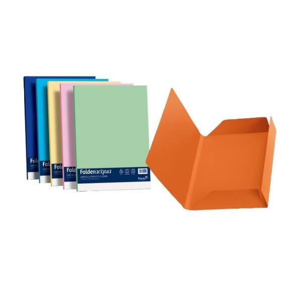 Cartellina 3 lembi Acqua - 200 gr - A4 - cartoncino bristol - celeste - Favini - conf. 25 pezzi