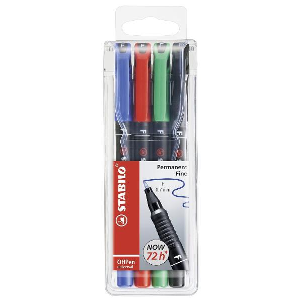 Pennarelli OHPen 842 universal permanente - punta fine 0,7mm - astuccio 4 colori - Stabilo