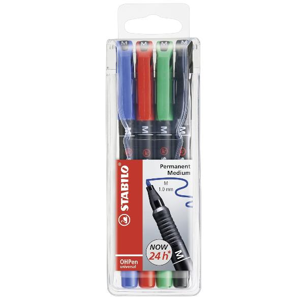 Pennarelli OHPen 843 universal permanente - punta media 1,0mm - astuccio  4 colori - Stabilo