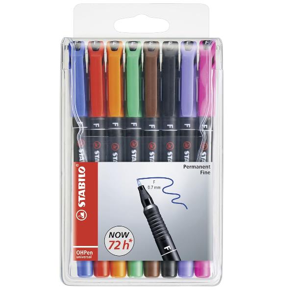 Pennarello OHPen universal permanente 842  - punta fine 0,7 mm - colori assortiti - Stabilo - conf. 8 pezzi