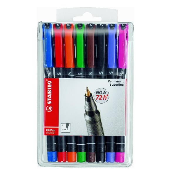 Pennarello OHPen universal permanente 841 - punta superfine 0,4 mm - colori assortiti - Stabilo - conf. 8 pezzi