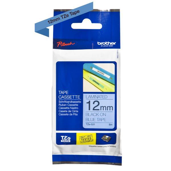 Brother - Nastro -  Nero/Blu - TZE531 - 12mm x 8mt