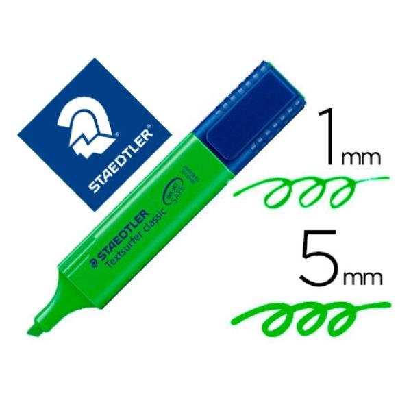 Evidenziatore Textsurfer Classic - punta a scalpello - tratto da 1,0-5,0mm - verde  - Staedtler