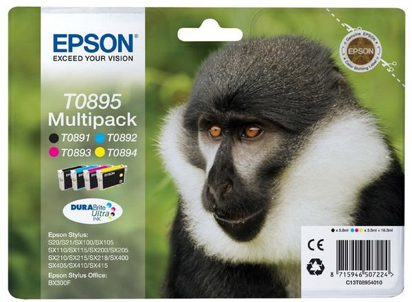 Epson - Cartuccia ink - C/M/Y/K - T0895 - C13T08954010 - C/M/Y 3,5ml cad - K 5,8ml