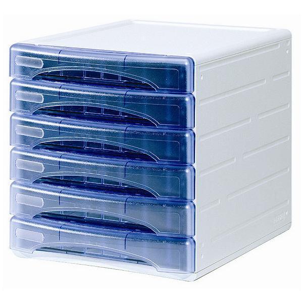 Cassettiera Olivia - 31 x 40 x 32,5 cm - 6 cassetti da 3 cm - grigio/azzurro trasparente - Arda