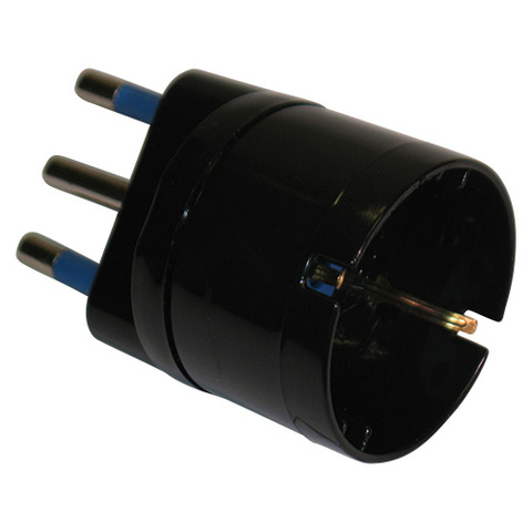 Adattatore semplice - spina 2P+T 16 A - presa schuko 16 A - nero - MKC