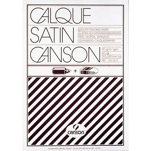 Blocco carta lucida satinata per disegno manuale - A4 - 50 fogli - 90gr - Canson
