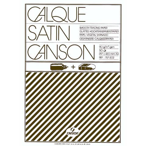 Blocco carta lucida satinata per disegno manuale - A3 - 50 fogli - 90gr - Canson