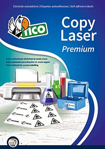 Etichette adesive LP4P - in poliestere - laser - permanenti - 210 x 148 mm - 2 et/fg - 70 fogli - bianco - Tico