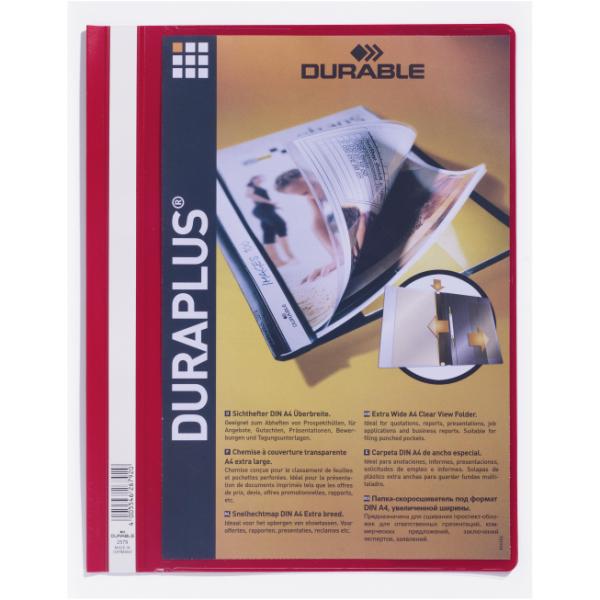 Cartellina ad aghi Duraplus - A4 - PP - rosso - Durable