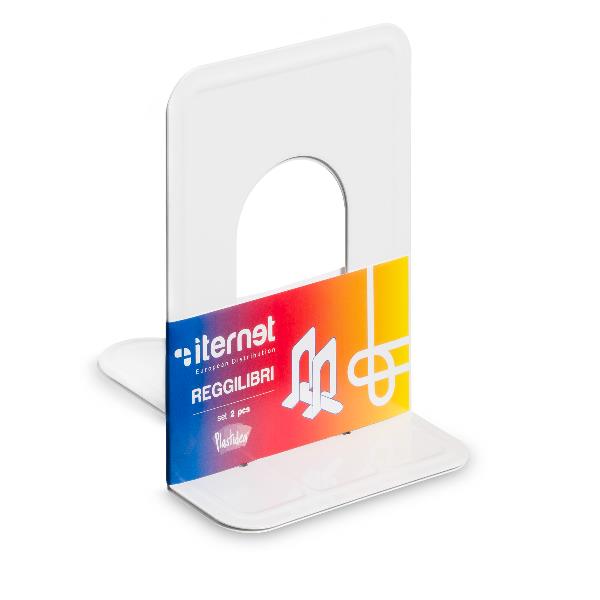Coppia reggilibri - 12,7 x 16,5 x 16,5 cm - metallo - bianco