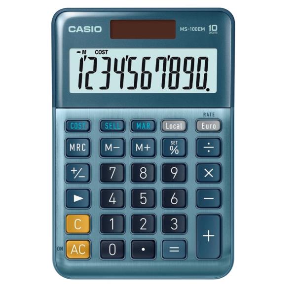 Calcolatrice da tavolo MS-100EM - 10 cifre - blu - Casio