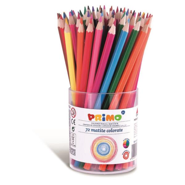 Matite colorate - diametro mina 2,90 mm - colori assortiti - Primo - bicchiere 72 matite