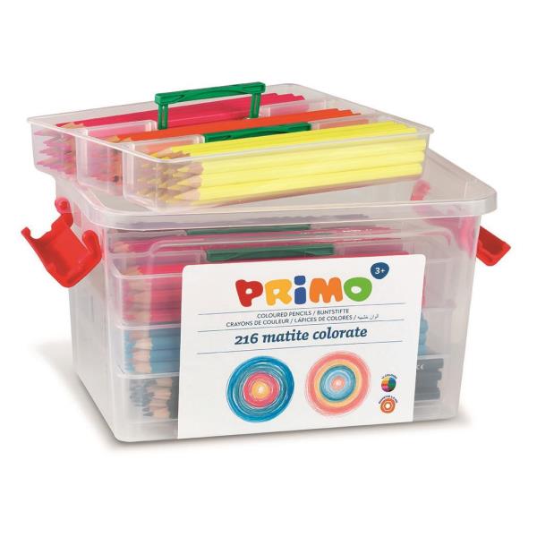 Matite colorate - diametro mina 2,9 mm - 12 colori assortiti - Primo - schoolbox 216 pezzi