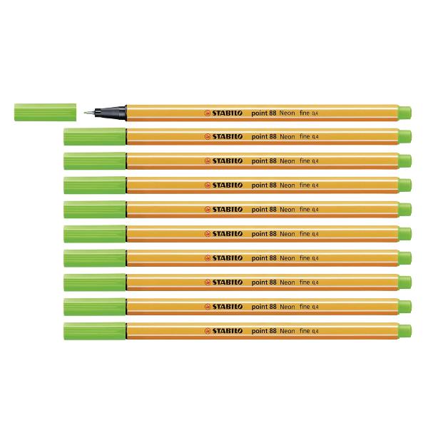 Fineliner Point 88 - tratto 0,4 mm - verde fluo 033 - Stabilo