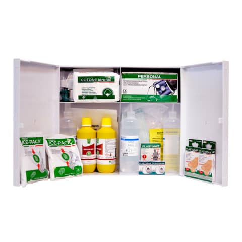 Armadietto di pronto soccorso 102/P - 45x37,5x13 cm - plastica - oltre 3 persone - bianco - PVS