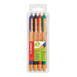 Penna a sfera a scatto Pointball Green - punta 1,0 mm - 4 colori - Stabilo - conf. 4 pezzi