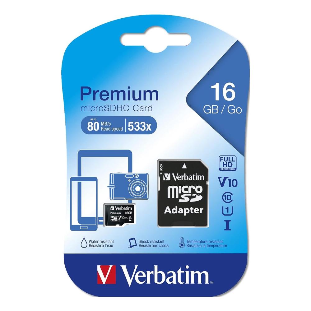 Verbatim - Micro SDHC Classe 10 fino a 45mb/sec - 44082 - 16GB