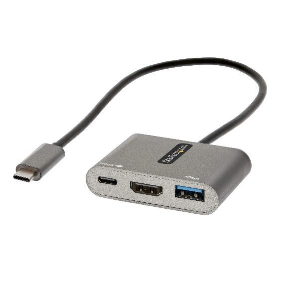 StarTech.com Adattatore multiporta USB C - Convertitore USB-C a HDMI 4K, 100W PD Pass-Through, Hub USB 3.0 Alimentato 5Gbps (1xType-C/1xA) - Mini Dock USB tipo C da Viaggio - DP Alt Mode (CDP2HDUACP2) - Docking station - USB-C / Thunderbolt 3 / Thunderbolt 4 - HDMI