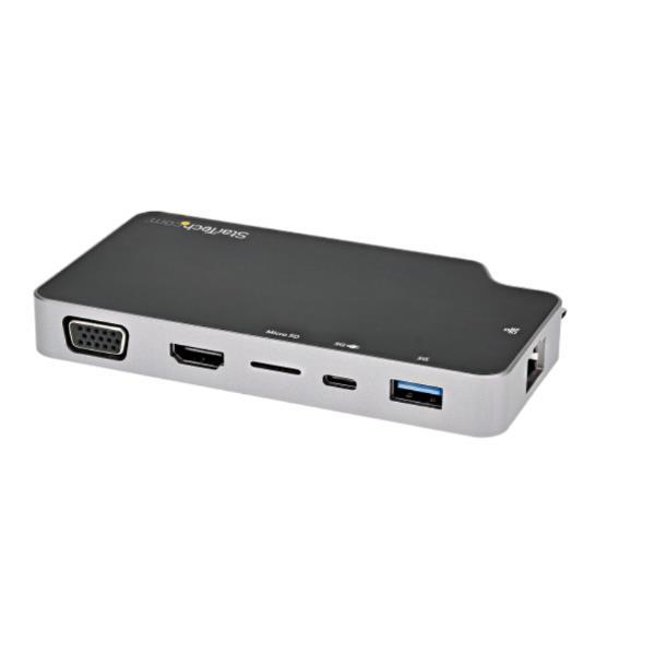 StarTech.com Adattatore Multiporta USB-C - Convertitore USB-C a HDMI 4K o VGA con 100W Power Delivery, 2 porte 10Gbps USB Hub, MicroSD, GbE - Mini dock da viaggio USB 3.1 Gen 2 Type-C  (CDP2HVGUASPD) - Docking station - USB-C 3.1 Gen 2 / Thunderbolt 3 - VGA, HDMI - GigE