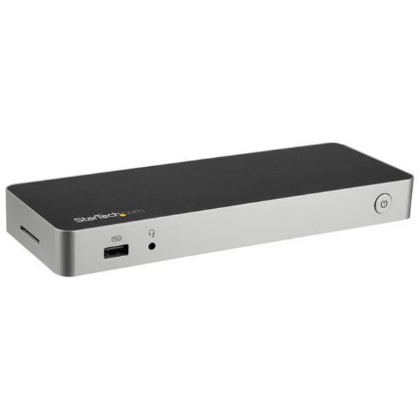 StarTech.com USB C Dock, Dual Monitor HDMI & DisplayPort 4K 30Hz, USB Type-C Laptop Docking Station 60W Power Delivery (PD), SD, 4-port USB-A 3.0 Hub, GbE, Audio, Thunderbolt 3 Compatible - USB 3.1 Gen 1 Dock (DK30CHDPPDUE) - Docking station - USB-C - HDMI, DP - GigE - 60 Watt