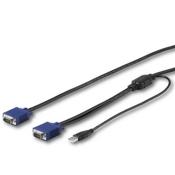 StarTech.com Cavo KVM USB da 4,6m per Console Montabile ad Armadio Rack - VGA & USB - Cablato con Singolo Connettore (RKCONSUV15) - Cavo video / USB - mini-VGA (M) a USB, HD-15 (VGA) (M) - 4.6 m - per P/N: RKCONS1701, RKCONS1708K, RKCONS1716K, RKCONS17HD, RKCONS1908K, RKCONS1916K