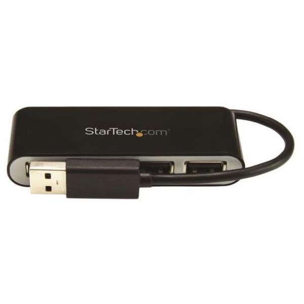 StarTech.com Hub USB 2.0 portatile a 4 porte con cavo integrato - Perno e Concentratore USB compatto - Mini Hub USB2.0 - Hub - 4 x USB 2.0 - desktop
